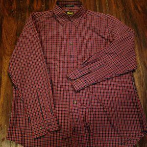 XL Men's Red and Blue Check Button Down
